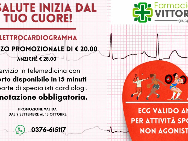 Elettrocardiogramma in Farmacie Vittoria ad € 20,00 sino al 15 ottobre 2024